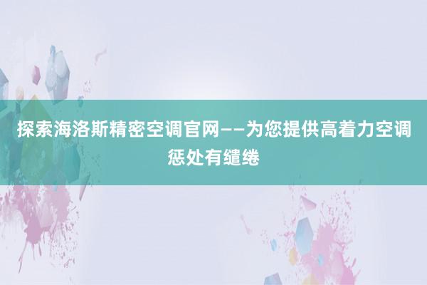 探索海洛斯精密空调官网——为您提供高着力空调惩处有缱绻